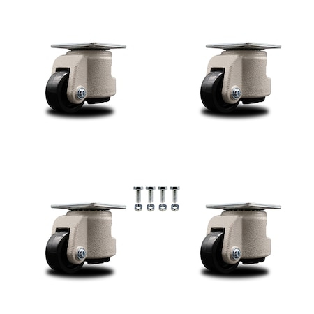 Service Caster Nylon Swvl TP Light Duty Floor Leveling Caster w/1.97" Diameter BLK Wheels, 4PK SCC-TPLV20S50-NYR-330-4